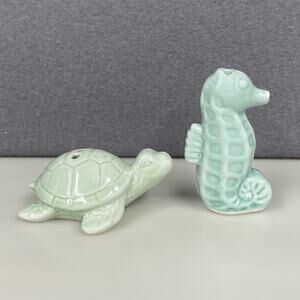Seahorse & Turtle Salt & Pepper Shakers Mint Green